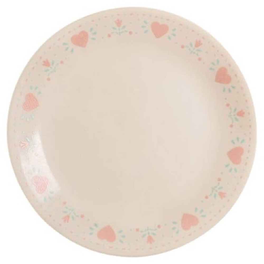 🍽️★❦꒒ik୧⌵♡⌵N୧w❦★ AUCTION PRICE Corelle Forever Yours Heart Pink Ivory 10.25”